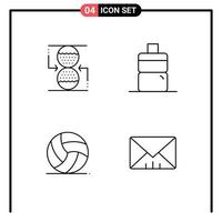 4 Universal Filledline Flat Colors Set for Web and Mobile Applications concentration sport sandclock football message Editable Vector Design Elements