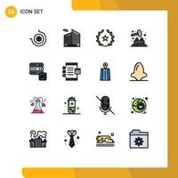 User Interface Pack of 16 Basic Flat Color Filled Lines of coding server stare security play Editable Creative Vector Design Elements