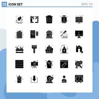 Pictogram Set of 25 Simple Solid Glyphs of construction architecture recycle tank gas Editable Vector Design Elements