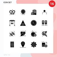 16 Universal Solid Glyph Signs Symbols of fitness user architecture sets people Editable Vector Design Elements