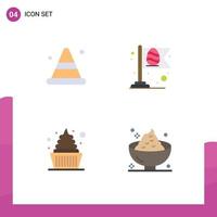 Set of 4 Modern UI Icons Symbols Signs for alert dessert road egg sweets Editable Vector Design Elements