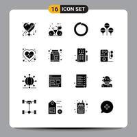 Pack of 16 Modern Solid Glyphs Signs and Symbols for Web Print Media such as check heart bolt health easter Editable Vector Design Elements