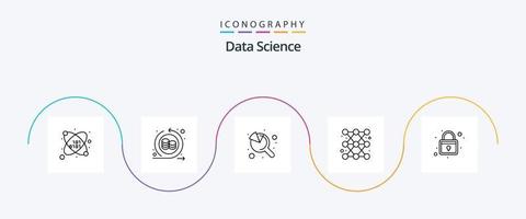 Data Science Line 5 Icon Pack Including rack. lock. search. report. diagram vector