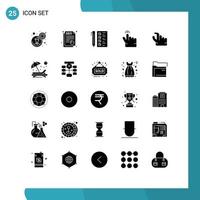 Editable Vector Line Pack of 25 Simple Solid Glyphs of zoom in check touch double Editable Vector Design Elements