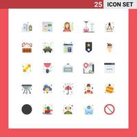 Group of 25 Modern Flat Colors Set for laboratory education designer chemistry snooker Editable Vector Design Elements