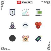 Pack of 9 creative Flat Colors of hang up decline online protection lock Editable Vector Design Elements