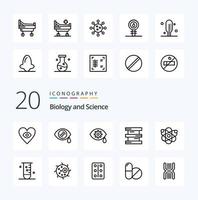 20 Biology Line icon Pack like biology genetic laser biology hazardous vector