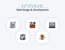 web diseño y desarrollo línea lleno icono paquete 5 5 icono diseño. buscar. html desarrollo. estilo. css vector