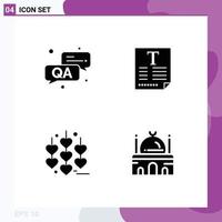 Set of 4 Commercial Solid Glyphs pack for answer chain file fount islam Editable Vector Design Elements