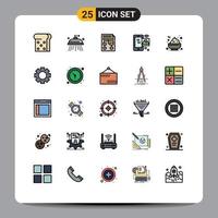 25 Thematic Vector Filled line Flat Colors and Editable Symbols of porridge bowl wireframe wifi internet of things Editable Vector Design Elements