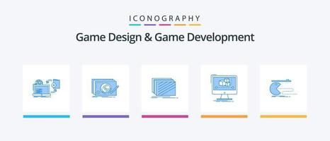 Game Design And Game Development Blue 5 Icon Pack Including editor. animation. complete. textures. layout. Creative Icons Design vector