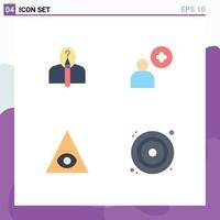 Set of 4 Modern UI Icons Symbols Signs for anonymous god authorship plus cd Editable Vector Design Elements