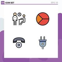 Set of 4 Commercial Filledline Flat Colors pack for interview pie people chart call Editable Vector Design Elements