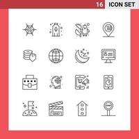 Stock Vector Icon Pack of 16 Line Signs and Symbols for secure dollar easter shield map Editable Vector Design Elements