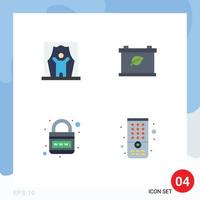 Editable Vector Line Pack of 4 Simple Flat Icons of actor internet film artist save planet Editable Vector Design Elements