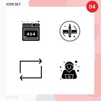 Universal Icon Symbols Group of 4 Modern Solid Glyphs of browser repeat creative tool hacker Editable Vector Design Elements