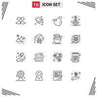 Outline Pack of 16 Universal Symbols of environment goal study fund finance Editable Vector Design Elements