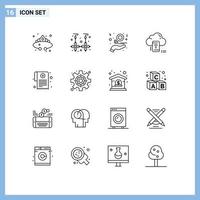 Pictogram Set of 16 Simple Outlines of data mobile gold wifi love Editable Vector Design Elements