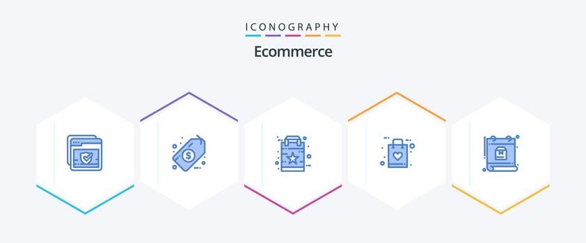 comercio electrónico 25 azul icono paquete incluso cronograma. calendario. favorito. Preguntas más frecuentes. tienda vector