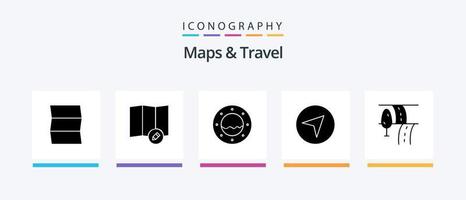 Maps and Travel Glyph 5 Icon Pack Including . direction. route. Creative Icons Design vector