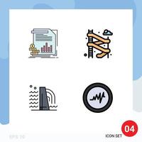 User Interface Pack of 4 Basic Filledline Flat Colors of economy construction information water industry Editable Vector Design Elements
