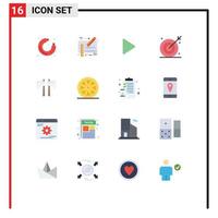 Set of 16 Modern UI Icons Symbols Signs for shooting bulls ruler ambition video Editable Pack of Creative Vector Design Elements