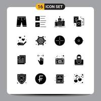 Pack of 16 creative Solid Glyphs of tarot entertainment business card monarchy Editable Vector Design Elements