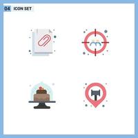 Stock Vector Icon Pack of 4 Line Signs and Symbols for attached document baking file target cakes Editable Vector Design Elements