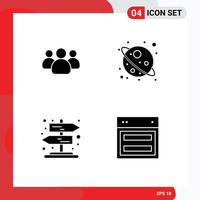 4 Creative Icons Modern Signs and Symbols of friends signpost team universe layout Editable Vector Design Elements