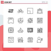 Universal Icon Symbols Group of 16 Modern Outlines of sd card scale report growth Editable Vector Design Elements