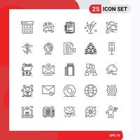 Mobile Interface Line Set of 25 Pictograms of sale discount check buy drink Editable Vector Design Elements