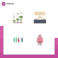 Pictogram Set of 4 Simple Flat Icons of eco charge growth logistic electricity Editable Vector Design Elements