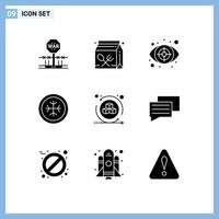 Group of 9 Solid Glyphs Signs and Symbols for environment frost learning cold investigation Editable Vector Design Elements