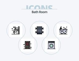 bañera habitación línea lleno icono paquete 5 5 icono diseño. . baño. hundir. esponja. bañera vector