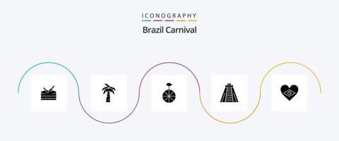 Brasil carnaval glifo 5 5 icono paquete incluso brasileño. circo. Brasil. ciclo. celebracion vector