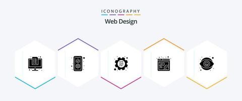 Web Design 25 Glyph icon pack including layout. setting. mobile. design. gear vector