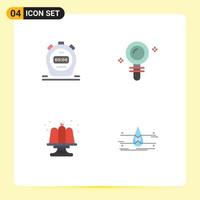 4 Universal Flat Icons Set for Web and Mobile Applications timer food search biochemistry water Editable Vector Design Elements