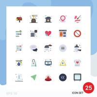 Mobile Interface Flat Color Set of 25 Pictograms of location pin location spa geo lock Editable Vector Design Elements