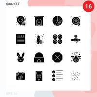 Pictogram Set of 16 Simple Solid Glyphs of eggplant study education optimization notebook security Editable Vector Design Elements