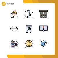 Pictogram Set of 9 Simple Filledline Flat Colors of big right buildings move arrow Editable Vector Design Elements