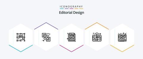 Editorial Design 25 Line icon pack including idea. file. path. document. idea vector