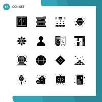 Pack of 16 Modern Solid Glyphs Signs and Symbols for Web Print Media such as sheep easter laboratory face task Editable Vector Design Elements