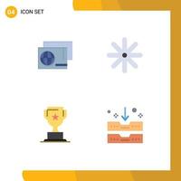 Pack of 4 creative Flat Icons of identity business shopping plant archive Editable Vector Design Elements