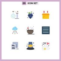 Group of 9 Modern Flat Colors Set for drink beach box technology connection Editable Vector Design Elements