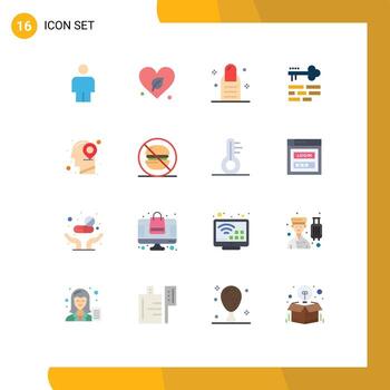 16 User Interface Flat Color Pack of modern Signs and Symbols of fast map salon location login Editable Pack of Creative Vector Design Elements