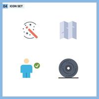 Group of 4 Modern Flat Icons Set for tricks check stick motivation done Editable Vector Design Elements