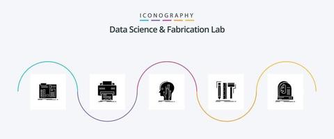 Data Science And Fabrication Lab Glyph 5 Icon Pack Including digital. design. hardware. network. human vector