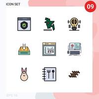 Set of 9 Modern UI Icons Symbols Signs for empty cabinet brain box thinking Editable Vector Design Elements