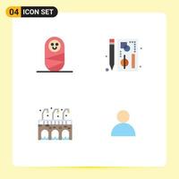 Set of 4 Commercial Flat Icons pack for child pub chart web mane Editable Vector Design Elements