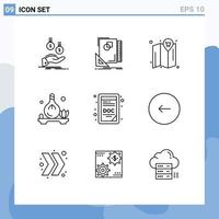 9 Thematic Vector Outlines and Editable Symbols of doc spa sketch oil cart Editable Vector Design Elements